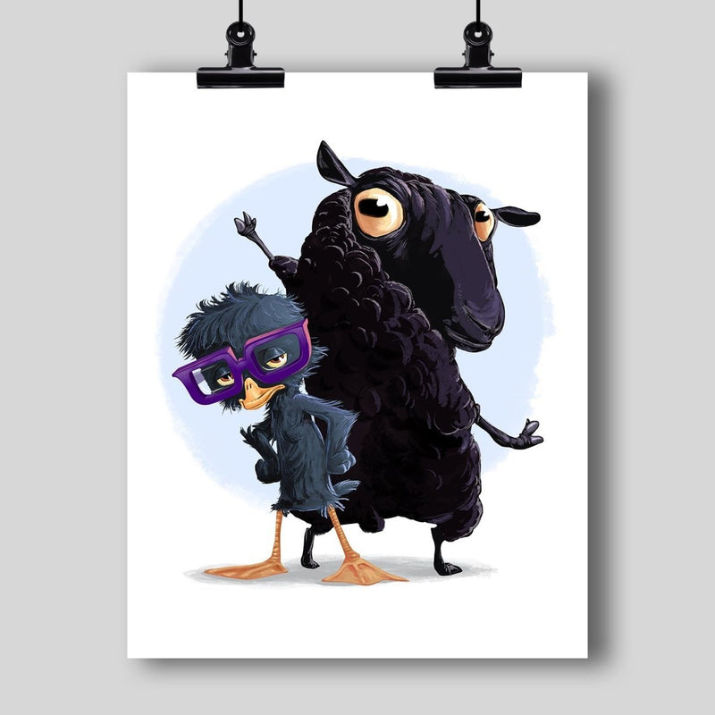 "The Ugly Duckling and the Black Sheep" Art Print - Dan Pearce Sticker Shop