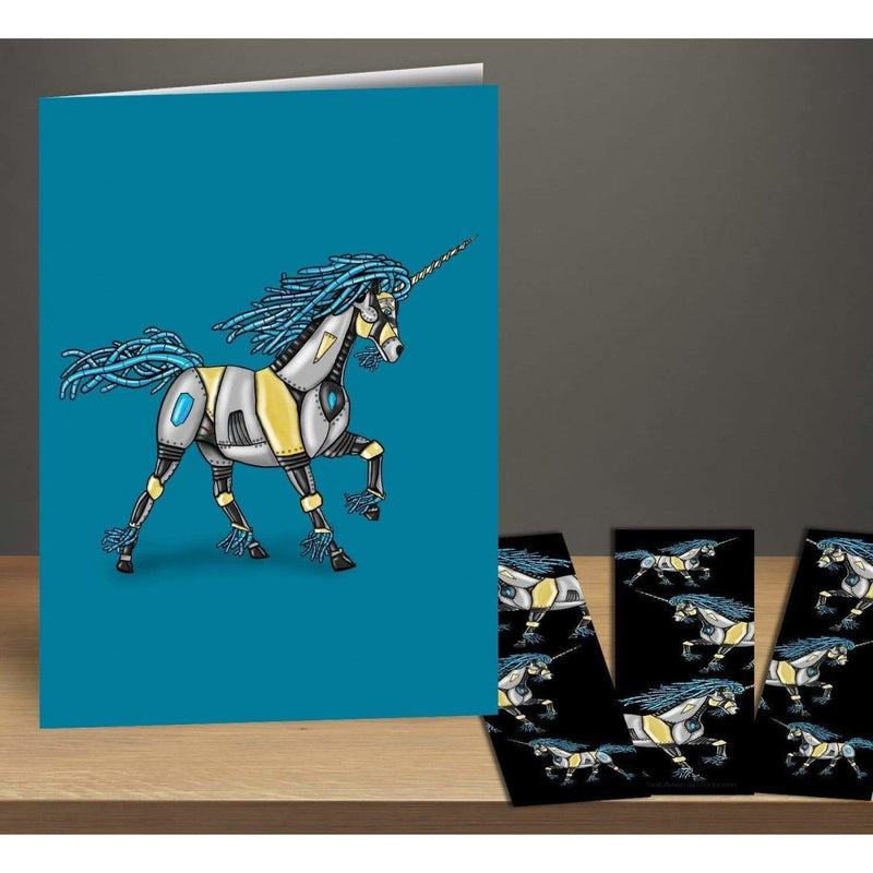 Unicorn Robot Greeting Card & Bookmark Combo Pack - Dan Pearce Sticker Shop