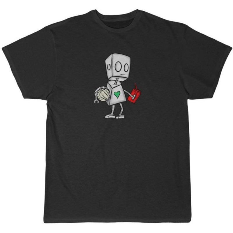 Volleyball Adorable Robot Premium Black T-Shirt - Dan Pearce Sticker Shop
