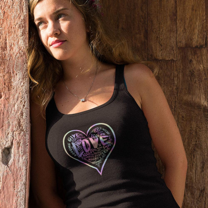 Womens Official “LOVE” Black Ideal Racerback Tank (Hologram Version) - Dan Pearce Sticker Shop