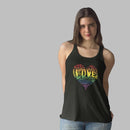 Womens Official “LOVE” Black Ideal Racerback Tank (Original Rainbow Version) - Dan Pearce Sticker Shop