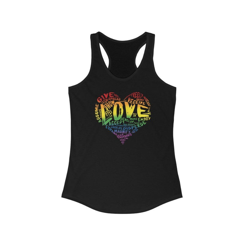 Womens Official “LOVE” Black Ideal Racerback Tank (Original Rainbow Version) - Dan Pearce Sticker Shop