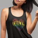 Womens Official “LOVE” Black Ideal Racerback Tank (Original Rainbow Version) - Dan Pearce Sticker Shop