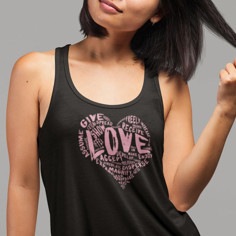 Womens Official “LOVE” Black Ideal Racerback Tank (Pink Version) - Dan Pearce Sticker Shop