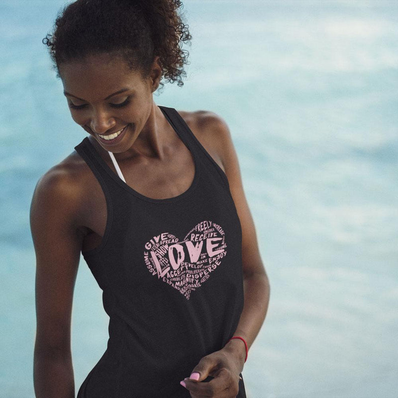 Womens Official “LOVE” Black Ideal Racerback Tank (Pink Version) - Dan Pearce Sticker Shop