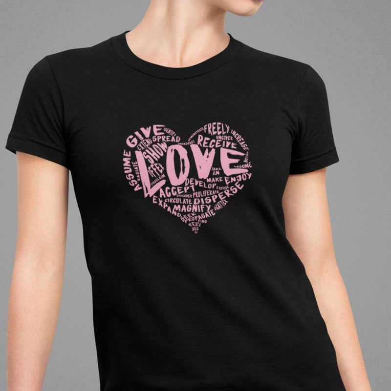 Womens Official “LOVE” Black PREMIUM Casual Tee (Pink Version) - Dan Pearce Sticker Shop
