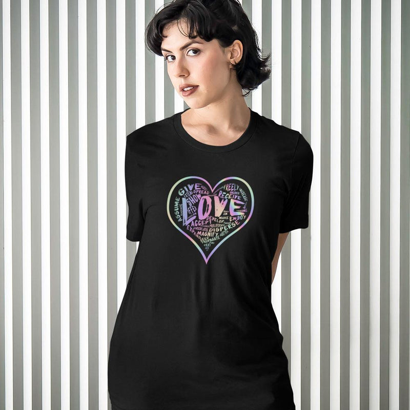 Womens Official “LOVE” Black T-Shirt (Hologram Version) - Dan Pearce Sticker Shop