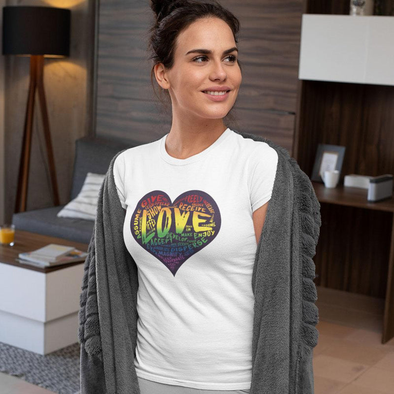 Womens Official “LOVE” Black T-Shirt (Original Rainbow Version) - Dan Pearce Sticker Shop