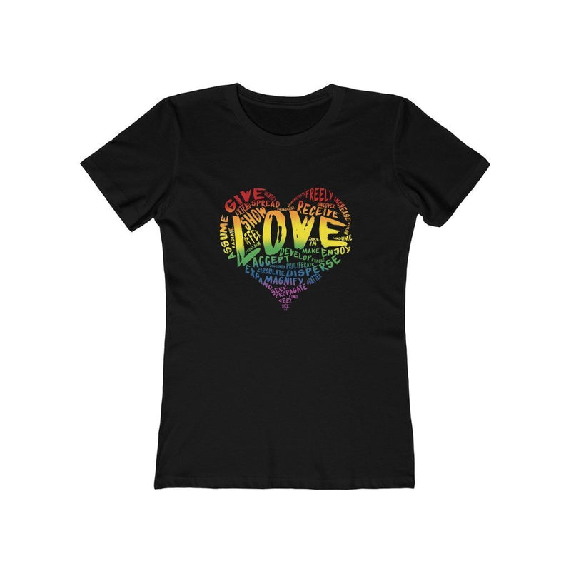 Womens Official “LOVE” Black T-Shirt (Original Rainbow Version) - Dan Pearce Sticker Shop