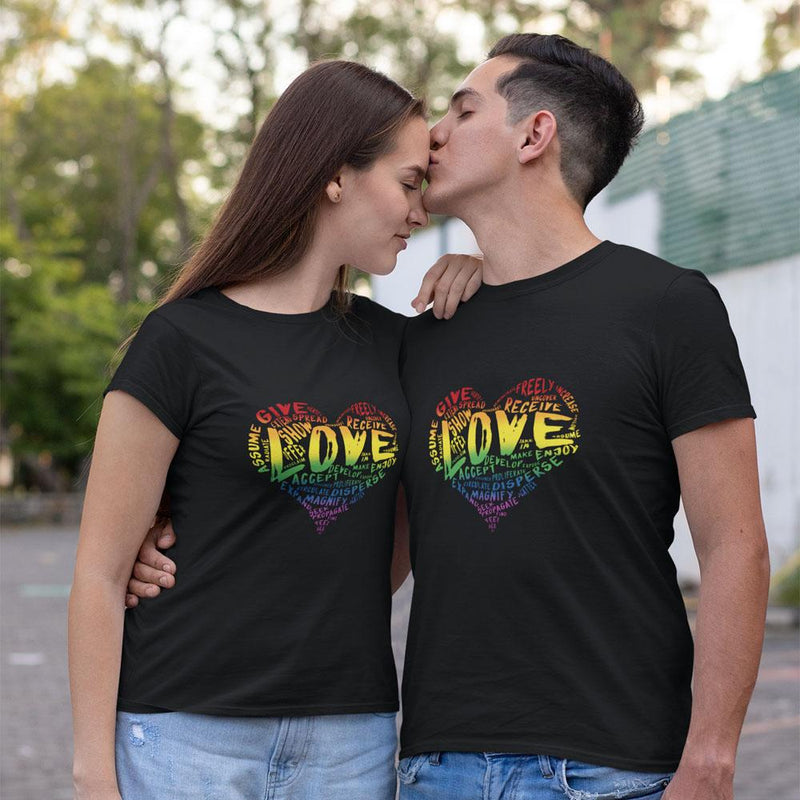 Womens Official “LOVE” Black T-Shirt (Original Rainbow Version) - Dan Pearce Sticker Shop