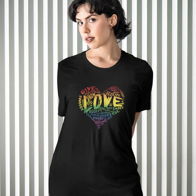 Womens Official “LOVE” Black T-Shirt (Original Rainbow Version) - Dan Pearce Sticker Shop