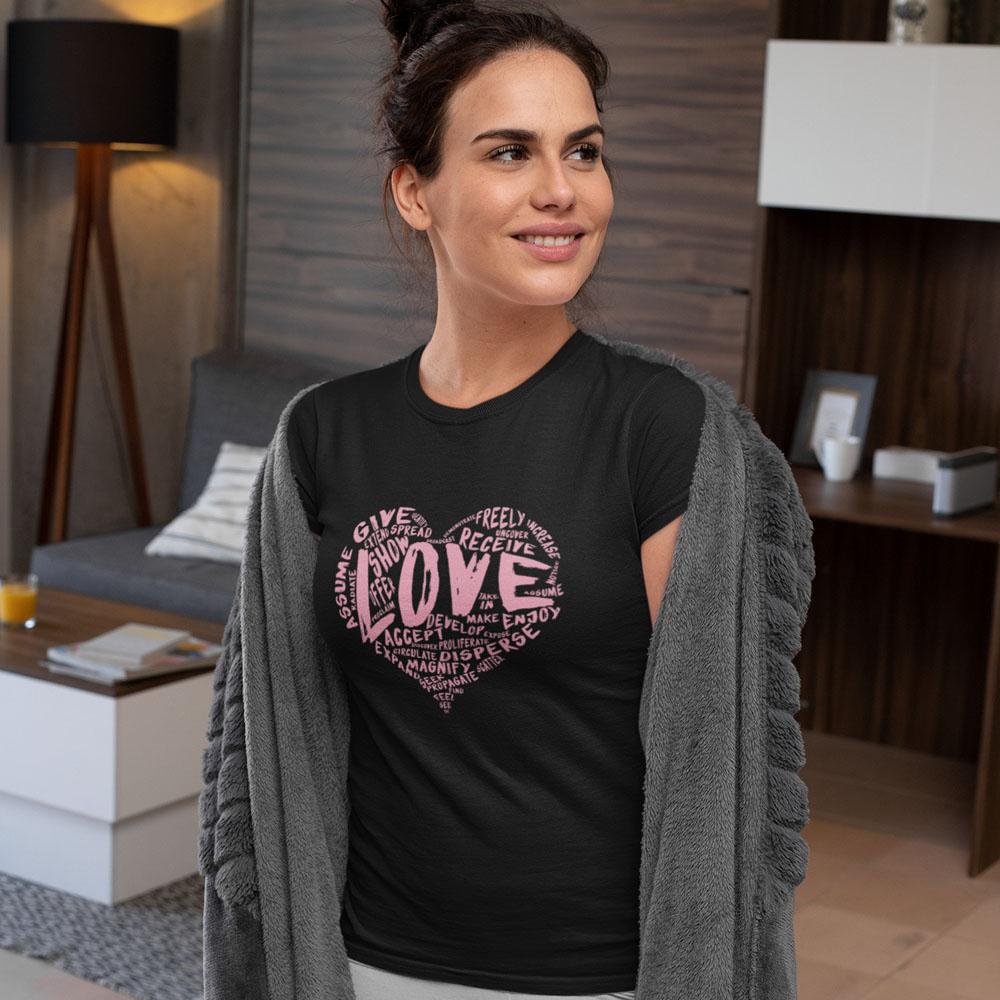 Womens Official “LOVE” Black T-Shirt (Pink Version) - Dan Pearce Sticker Shop