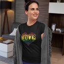 Womens Official “LOVE” PREMIUM Black Casual Tee (Original Rainbow Version) - Dan Pearce Sticker Shop
