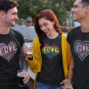 Womens Official “LOVE” PREMIUM Black Casual Tee (Original Rainbow Version) - Dan Pearce Sticker Shop