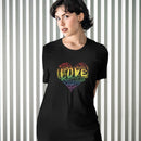 Womens Official “LOVE” PREMIUM Black Casual Tee (Original Rainbow Version) - Dan Pearce Sticker Shop