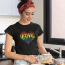 Womens Official “LOVE” PREMIUM Black Casual Tee (Original Rainbow Version) - Dan Pearce Sticker Shop