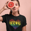 Womens Official “LOVE” PREMIUM Black Casual Tee (Original Rainbow Version) - Dan Pearce Sticker Shop