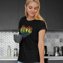 Womens Official “LOVE” PREMIUM Black Casual Tee (Original Rainbow Version) - Dan Pearce Sticker Shop