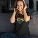 Womens Official “LOVE” PREMIUM Black Casual Tee (Original Rainbow Version) - Dan Pearce Sticker Shop