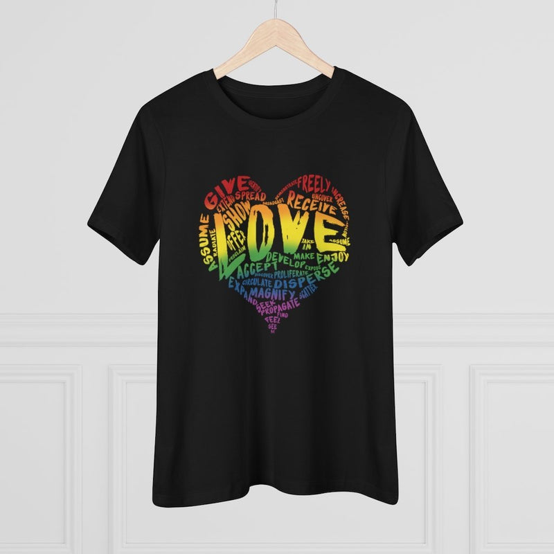 Womens Official “LOVE” PREMIUM Black Casual Tee (Original Rainbow Version) - Dan Pearce Sticker Shop