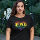 Womens Official “LOVE” PREMIUM Black Casual Tee (Original Rainbow Version) - Dan Pearce Sticker Shop