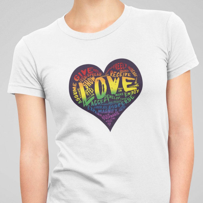 Womens Official “LOVE” White T-Shirt (Original Rainbow Version) - Dan Pearce Sticker Shop