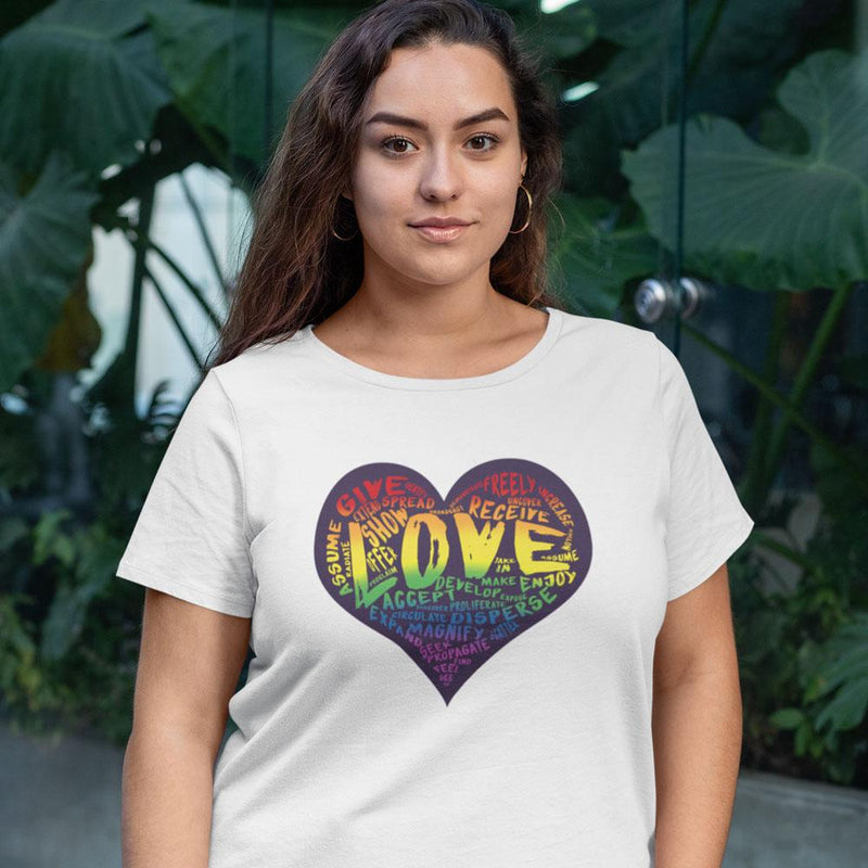 Womens Official “LOVE” White T-Shirt (Original Rainbow Version) - Dan Pearce Sticker Shop