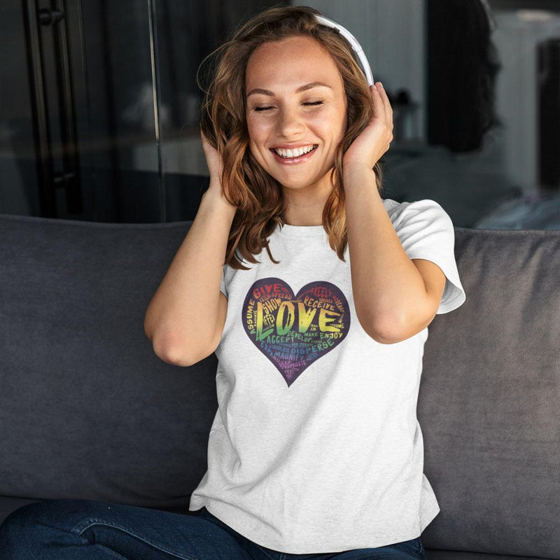 Womens Official “LOVE” White T-Shirt (Original Rainbow Version) - Dan Pearce Sticker Shop