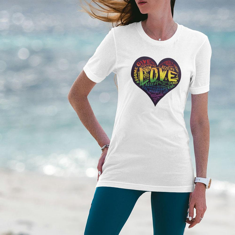 Womens Official “LOVE” White T-Shirt (Original Rainbow Version) - Dan Pearce Sticker Shop