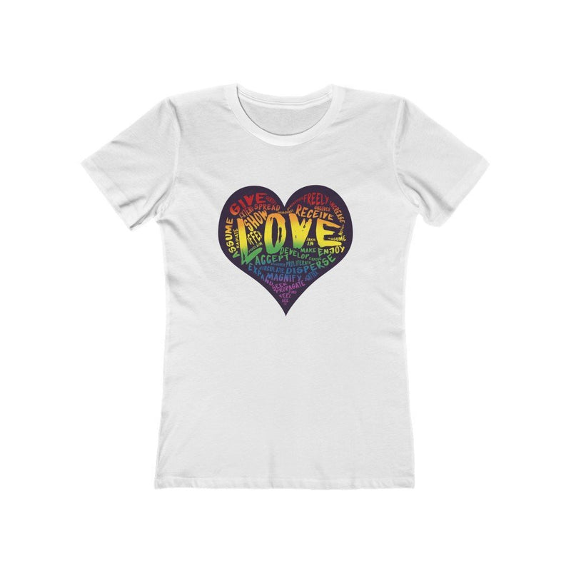 Womens Official “LOVE” White T-Shirt (Original Rainbow Version) - Dan Pearce Sticker Shop